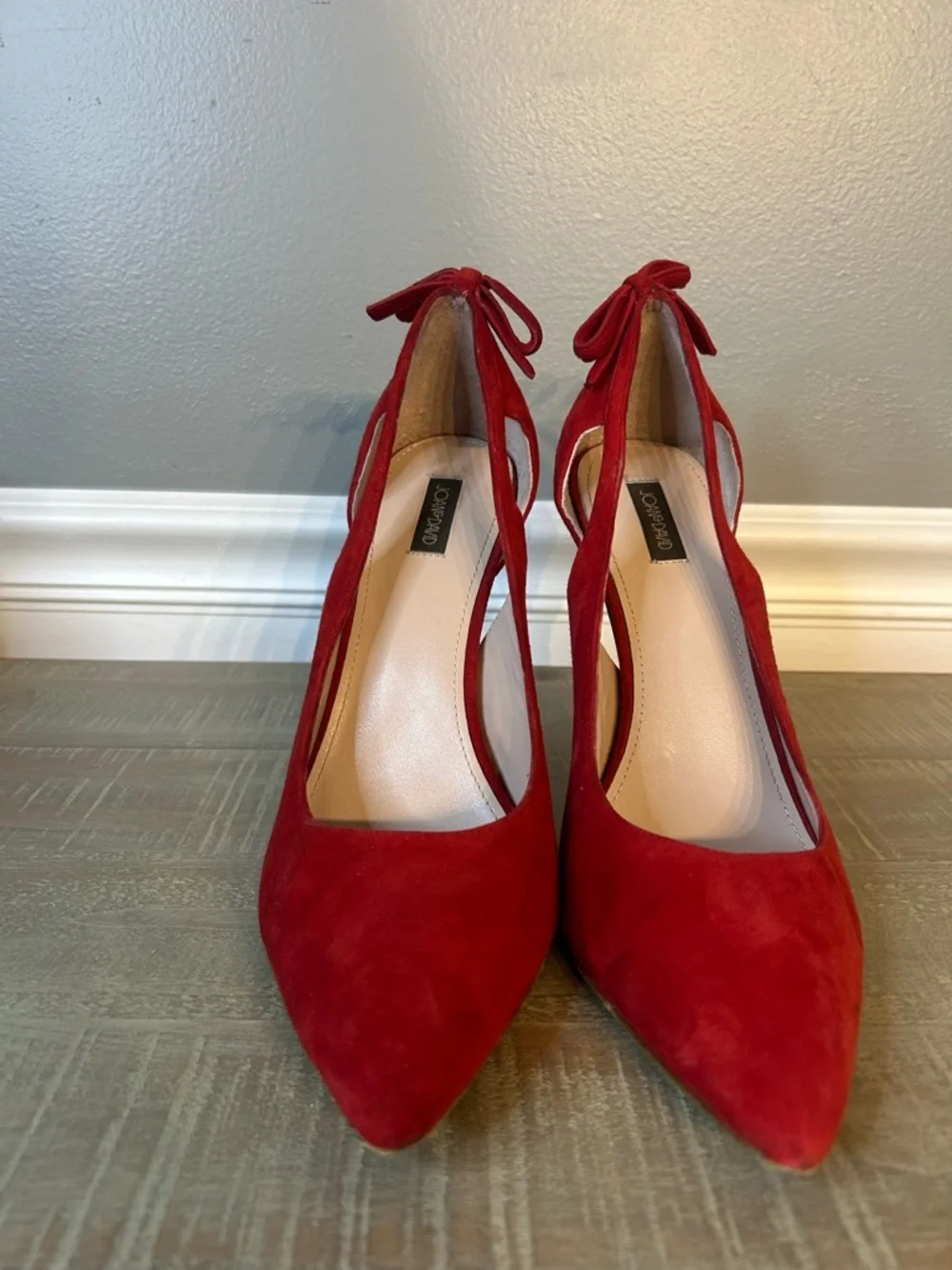 Joan & David Women’s Red Leather Pointy Toe Stiletto Heels, Size 9.5 - Picture 3 of 9